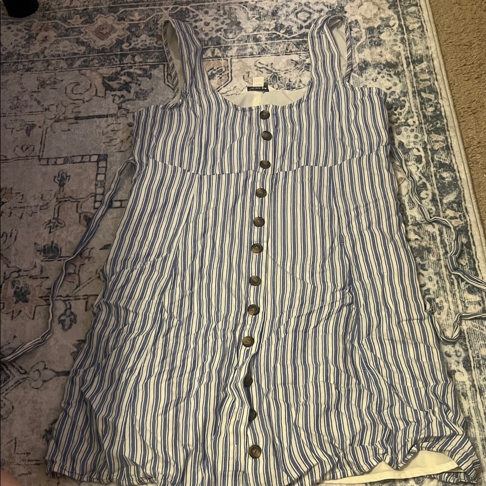 Blue and White Striped Button-Down Dress